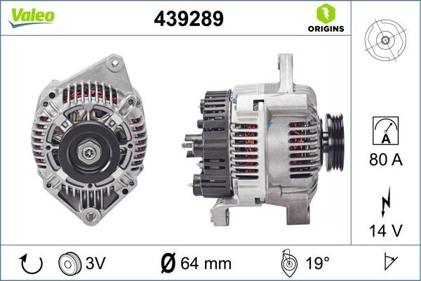VALEO 439289 Elektrik Sistemi Alternatör - RENAULT RAPID Kasa/büyük limuzin (F40_, G40_) uyumlu