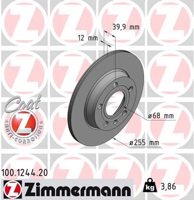 ZIMMERMANN 100.1244.20 Fren Sistemleri Fren Diski - AUDI A4 B6 (8E2) uyumlu