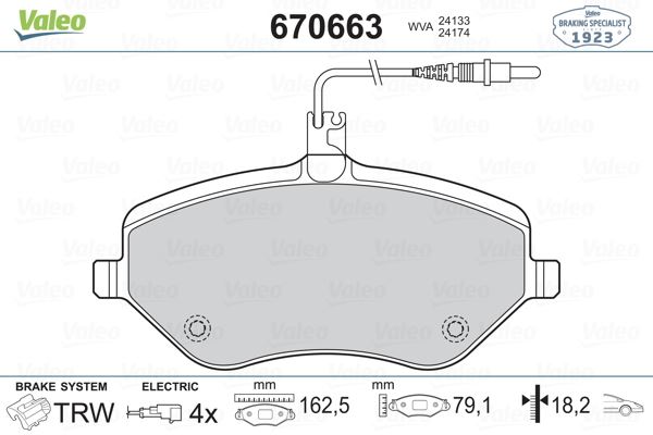 VALEO 670663 Fren Sistemleri Fren Balatası - PEUGEOT 607 (9D, 9U) uyumlu