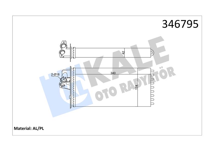 KALE OTO RADYATÖR 346795 İklimlendirme Sistemi İç Mekan Isı Değiştirici - MERCEDES-BENZ VITO Minibüs/Otobüs (W638) uyumlu