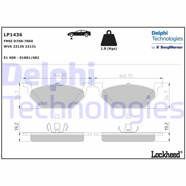 DELPHI LP1436 Fren Sistemleri Fren Balatası - SEAT IBIZA IV (6J5, 6P1) uyumlu