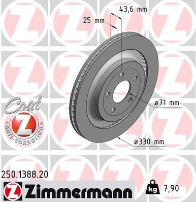 ZIMMERMANN 250.1388.20 Fren Sistemleri Fren Diski - FORD USA MUSTANG Coupe uyumlu