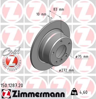 ZIMMERMANN 150.1287.20 Fren Sistemleri Fren Diski - BMW Z3 Roadster (E36) uyumlu