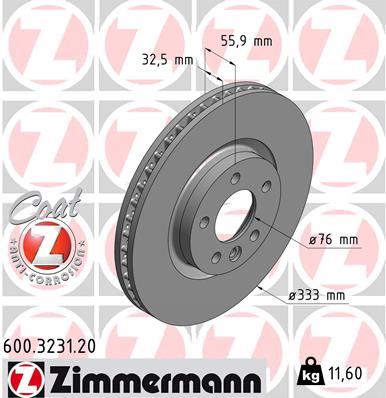 ZIMMERMANN 600.3231.20 Fren Sistemleri Fren Diski - VW MULTIVAN T5 (7HM, 7HN, 7HF, 7EF, 7EM, 7EN) uyumlu