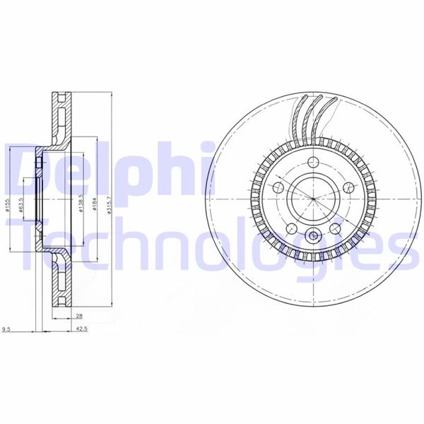 DELPHI BG4123 Fren Sistemleri Fren Diski - VOLVO V60 I (155) uyumlu