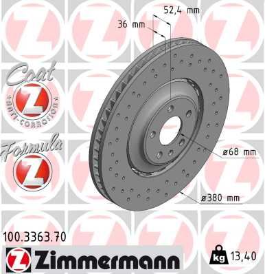ZIMMERMANN 100.3363.70 Fren Sistemleri Fren Diski - AUDI A8 D4 (4H2, 4H8, 4HC, 4HL) uyumlu
