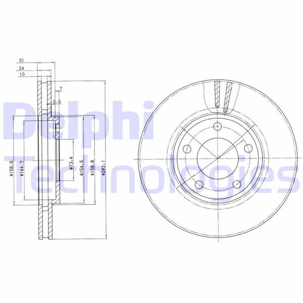DELPHI BG3383 Fren Sistemleri Fren Diski - CHRYSLER VOYAGER II (ES) uyumlu
