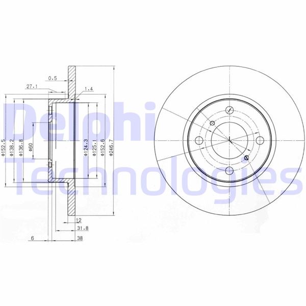 DELPHI BG3769 Fren Sistemleri Fren Diski - OPEL AGILA A (H00) uyumlu