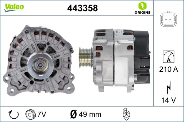 VALEO 443358 Elektrik Sistemi Alternatör - RENAULT ESPACE IV (JK0/1_) uyumlu