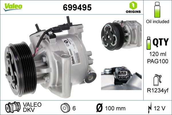 VALEO 699495 İklimlendirme Sistemi Kompresör Parçaları - DACIA SANDERO II uyumlu