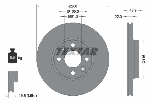 TEXTAR 92119203 Fren Sistemleri Fren Diski - DACIA LOGAN Pick-up (US_) uyumlu