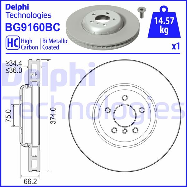 DELPHI BG9160BC Fren Sistemleri Fren Diski - BMW 7 (F01, F02, F03, F04) uyumlu