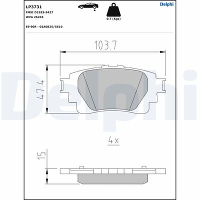 DELPHI LP3731 Fren Sistemleri Fren Balatası - TOYOTA YARIS CROSS (MXP_) uyumlu