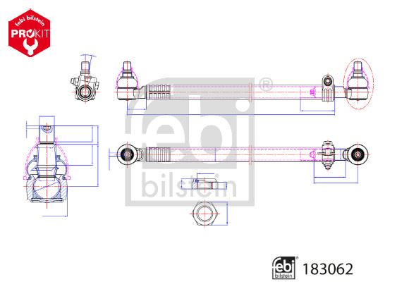 FEBI BILSTEIN 183062 Direksiyon Sistemi Kısa Rot & İtici Çubuk - MAN TGM I uyumlu