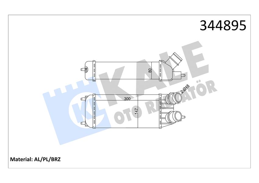 KALE OTO RADYATÖR 344895 Motor Turbo Radyatörü - CITROËN JUMPY II (VF7) uyumlu