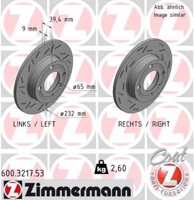 ZIMMERMANN 600.3217.53 Fren Sistemleri Fren Diski - VW POLO III CLASSIC (6V2) uyumlu