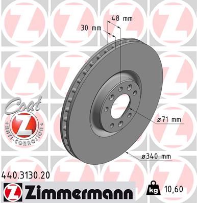 ZIMMERMANN 440.3130.20 Fren Sistemleri Fren Diski - PEUGEOT 508 I (8D_) uyumlu