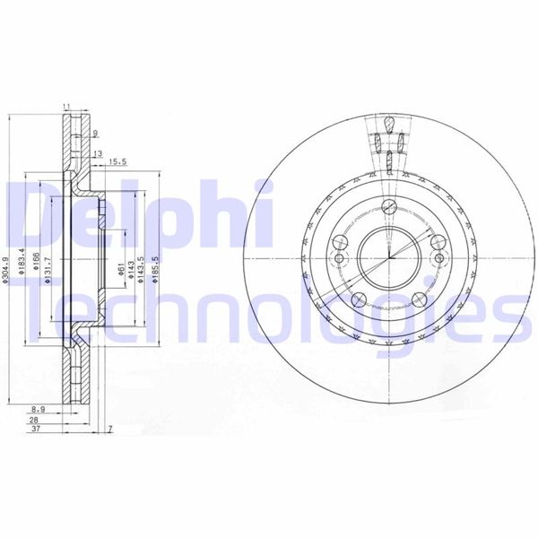 DELPHI BG3685 Fren Sistemleri Fren Diski - RENAULT ESPACE III (JE0_) uyumlu
