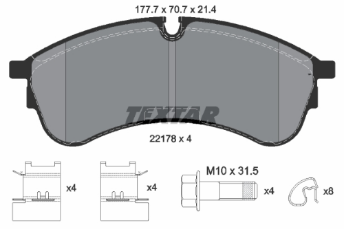 TEXTAR 2217801 Fren Sistemleri Fren Balatası - VW CRAFTER Panelvan/Van (SY_, SX_) uyumlu
