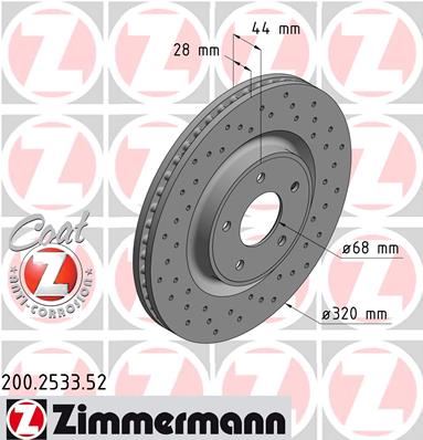 ZIMMERMANN 200.2533.52 Fren Sistemleri Fren Diski - NISSAN X-TRAIL III (T32_, T32R, T32RR) uyumlu