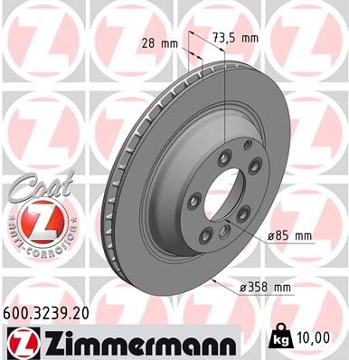 ZIMMERMANN 600.3239.20 Fren Sistemleri Fren Diski - PORSCHE CAYENNE (92A) uyumlu