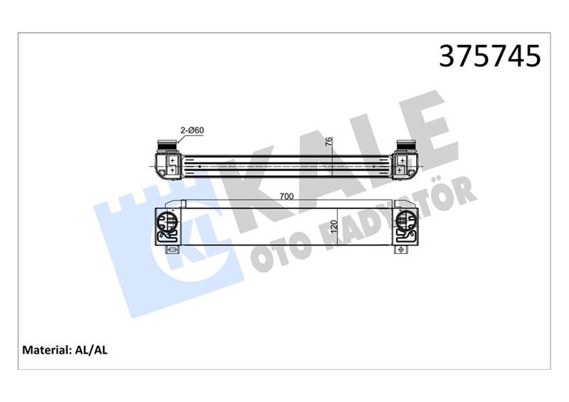 KALE OTO RADYATÖR 375745 Motor Turbo Radyatörü - CITROËN DS4 (NX_) uyumlu