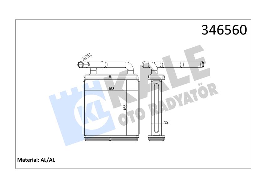 KALE OTO RADYATÖR 346560 İklimlendirme Sistemi İç Mekan Isı Değiştirici - HYUNDAI H100 Minibüs/Otobüs (P) uyumlu