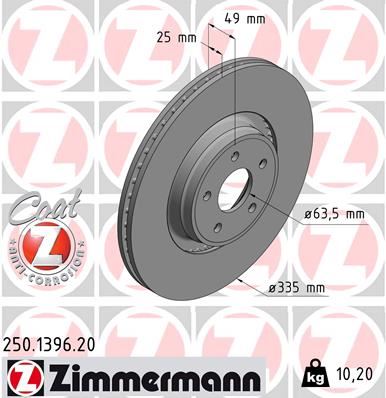 ZIMMERMANN 250.1396.20 Fren Sistemleri Fren Diski - FORD FOCUS III Turnier uyumlu