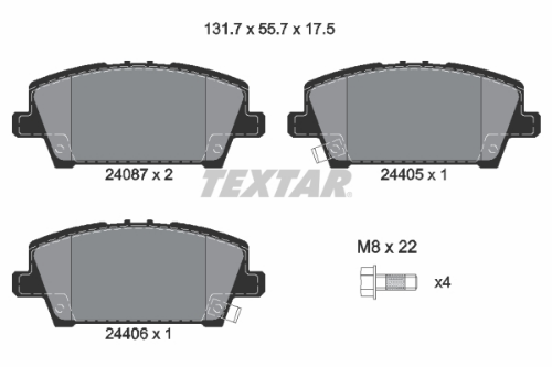 TEXTAR 2408701 Fren Sistemleri Fren Balatası - HONDA CIVIC VIII Hatchback (FN, FK) uyumlu