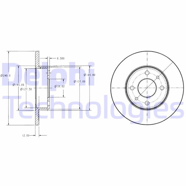 DELPHI BG2313 Fren Sistemleri Fren Diski - FIAT PANDA (141_) uyumlu