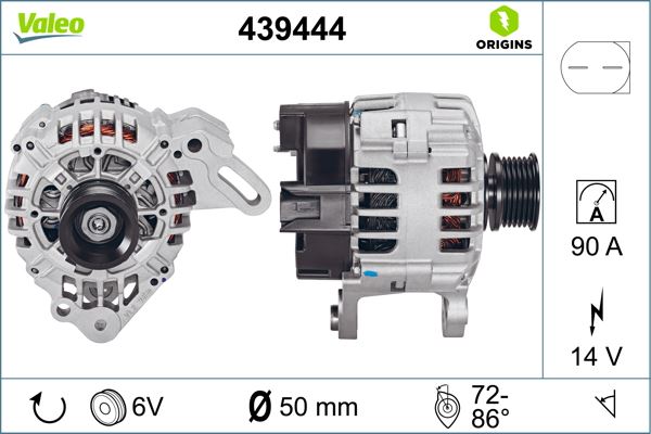 VALEO 439444 Elektrik Sistemi Alternatör - SKODA OCTAVIA II Combi (1Z5) uyumlu