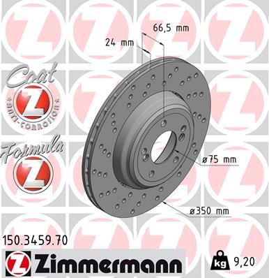 ZIMMERMANN 150.3459.70 Fren Sistemleri Fren Diski - BMW 1 Coupe (E82) uyumlu