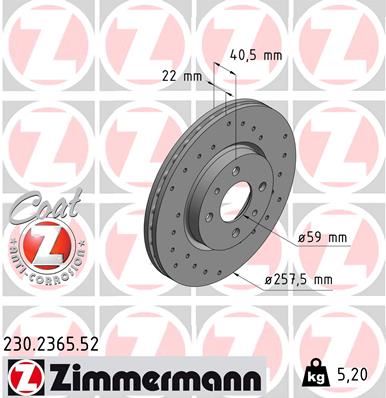 ZIMMERMANN 230.2365.52 Fren Sistemleri Fren Diski - FIAT FIORINO Kasa/büyük limuzin (225_) uyumlu