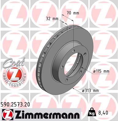 ZIMMERMANN 590.2573.20 Fren Sistemleri Fren Diski - TOYOTA LAND CRUISER 100 (_J1_) uyumlu