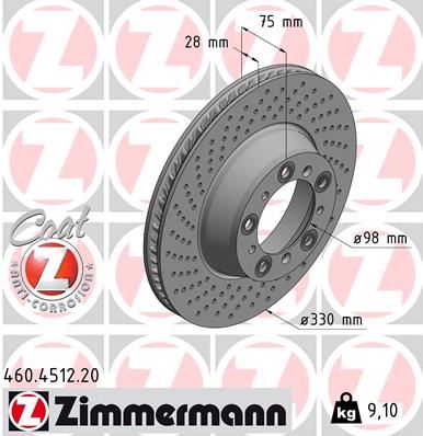 ZIMMERMANN 460.4512.20 Fren Sistemleri Fren Diski - PORSCHE 911 (991) uyumlu