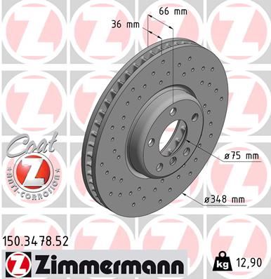 ZIMMERMANN 150.3478.52 Fren Sistemleri Fren Diski - BMW 5 (F10) uyumlu