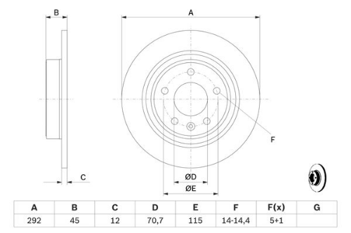 BOSCH 0 986 479 646 Fren Sistemleri Fren Diski - OPEL ASTRA J Sports Tourer (P10) uyumlu