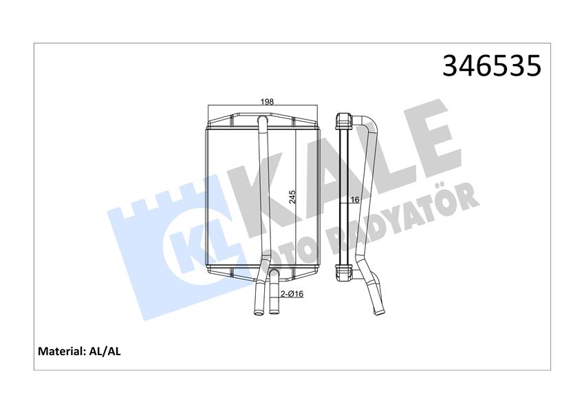 KALE OTO RADYATÖR 346535 İklimlendirme Sistemi İç Mekan Isı Değiştirici - FORD FIESTA IV (JA_, JB_) uyumlu