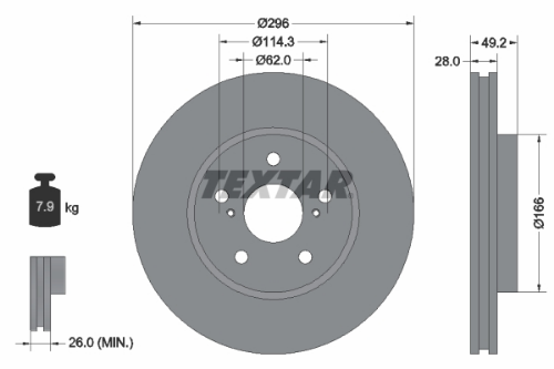 TEXTAR 92135800 Fren Sistemleri Fren Diski - TOYOTA PREVIA II (_R3_) uyumlu