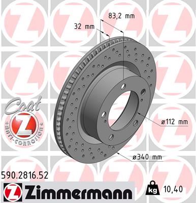 ZIMMERMANN 590.2816.52 Fren Sistemleri Fren Diski - TOYOTA LAND CRUISER 200 (_J2_) uyumlu