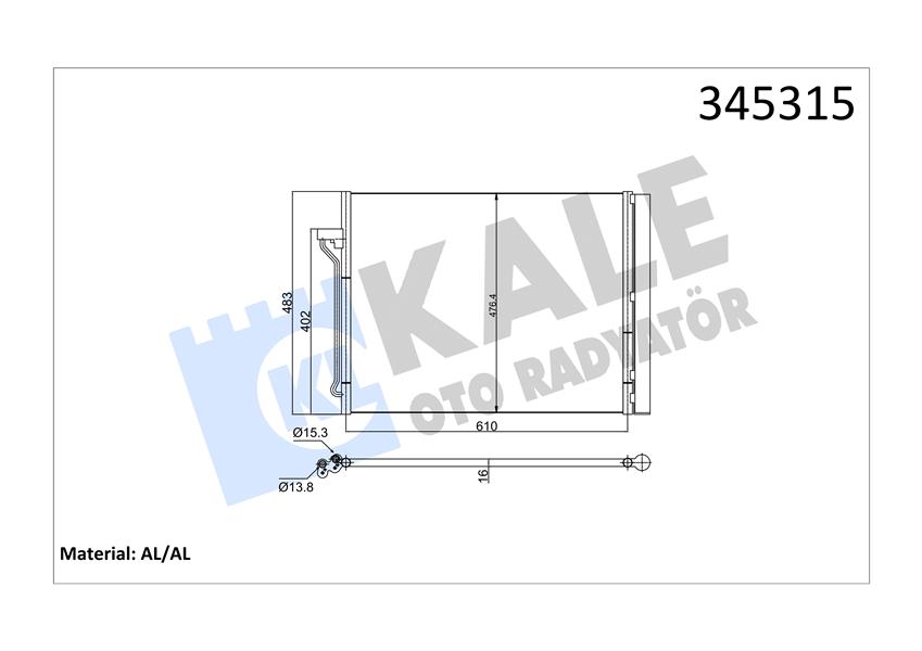 KALE OTO RADYATÖR 345315 İklimlendirme Sistemi Klima Radyatörü - BMW 5 Touring (F11) uyumlu