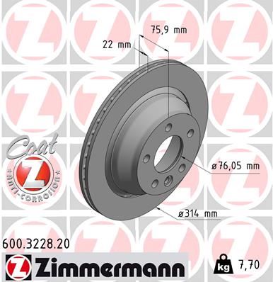 ZIMMERMANN 600.3228.20 Fren Sistemleri Fren Diski - VW TOUAREG (7LA, 7L6, 7L7) uyumlu