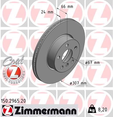 ZIMMERMANN 150.2965.20 Fren Sistemleri Fren Diski - BMW 3 (G20, G80, G28) uyumlu