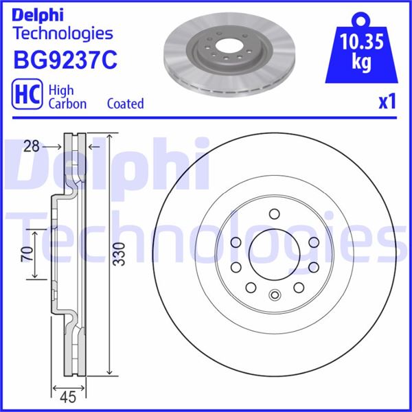 DELPHI BG9237C Fren Sistemleri Fren Diski - OPEL CORSA E (X15) uyumlu