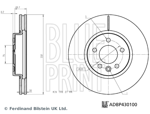 BLUE PRINT ADBP430100 Fren Sistemleri Fren Diski - VW AMAROK (2HA, 2HB, S1B, S6B, S7A, S7B, AGD) uyumlu