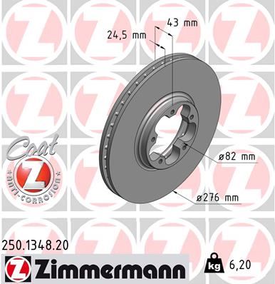 ZIMMERMANN 250.1348.20 Fren Sistemleri Fren Diski - FORD TRANSIT Minibüs/Otobüs (FD_ _, FB_ _, FS_ _, FZ_ _, FC_ _) uyumlu