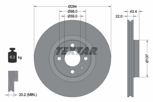 TEXTAR 92053503 Fren Sistemleri Fren Diski - ALFA ROMEO 155 (167_) uyumlu