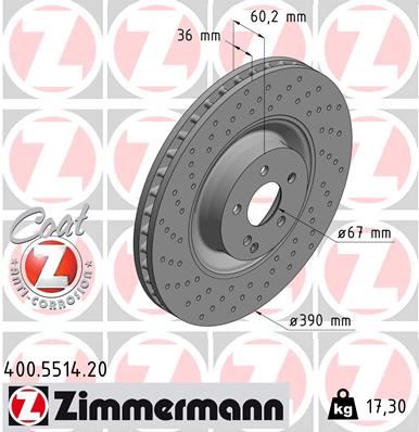 ZIMMERMANN 400.5514.20 Fren Sistemleri Fren Diski - MERCEDES-BENZ S-SERISI (W221, V221) uyumlu