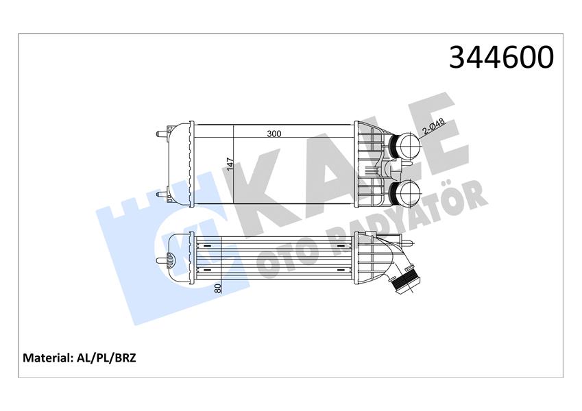 KALE OTO RADYATÖR 344600 Motor Turbo Radyatörü - PEUGEOT 208 I (CA_, CC_) uyumlu