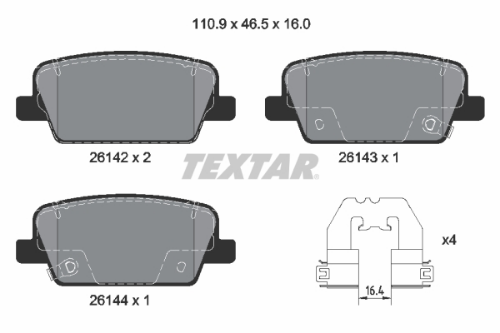 TEXTAR 2614201 Fren Sistemleri Fren Balatası - HYUNDAI SANTA FE IV (TM, TMA) uyumlu